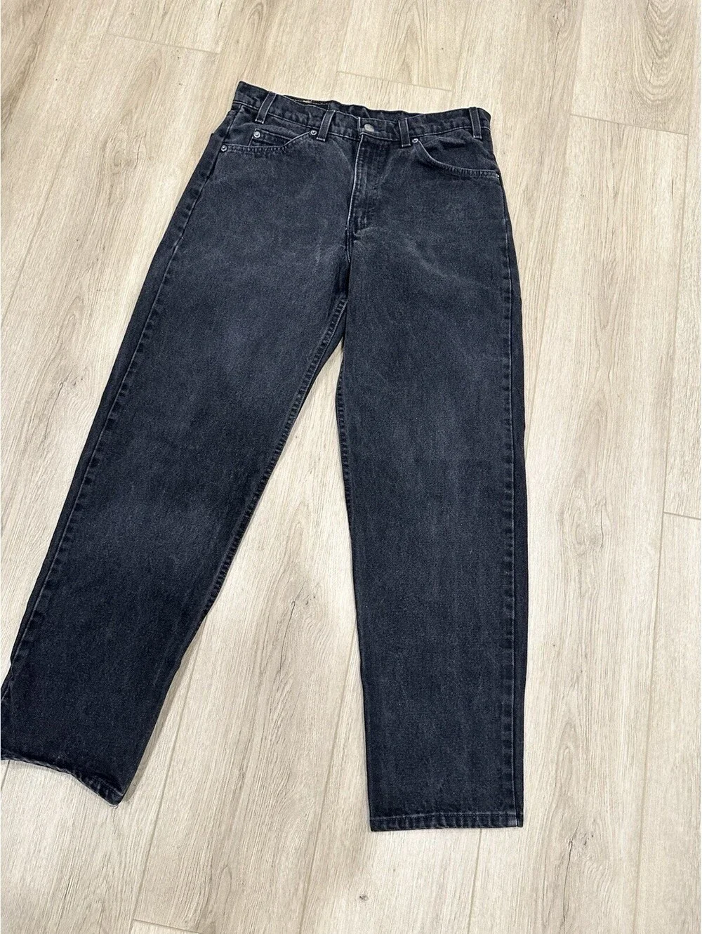 Levis 550 Orange Tab Jeans Mens 32x31 Black Relaxed Fit USA Made Denim